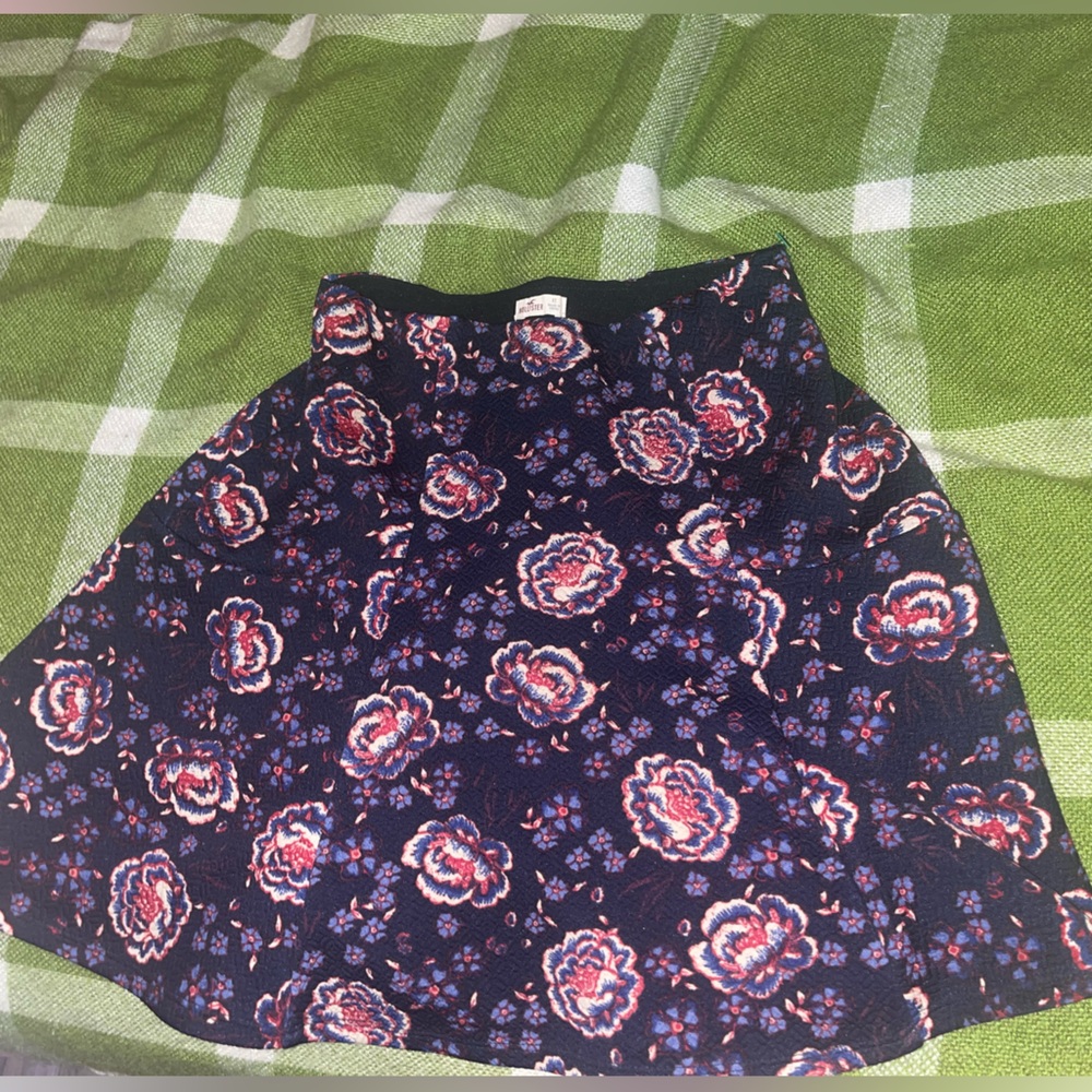 Hollister Navy Floral Skater Skirt